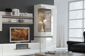 Шкаф с витриной 3D/TYP 01L, LINATE ,цвет белый/сонома трюфель в Тобольске - tobolsk.ok-mebel.com | фото 6