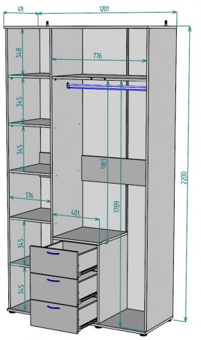 Шкаф с зеркалом Ольга H57_M в Тобольске - tobolsk.ok-mebel.com | фото 2