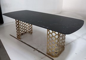 Стол CHIAVARI 220 KL-116 Черный мрамор матовый, итальянская керамика / бронзовый, ®DISAUR в Тобольске - tobolsk.ok-mebel.com | фото 4