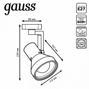 Светильник на штанге Gauss Track Light TR005 в Тобольске - tobolsk.ok-mebel.com | фото 6