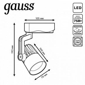 Светильник на штанге Gauss Track Light TR061 в Тобольске - tobolsk.ok-mebel.com | фото 6