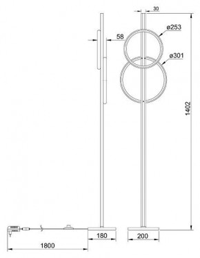 Торшер Arte Lamp Fluido A3913PN-24BK в Тобольске - tobolsk.ok-mebel.com | фото 2