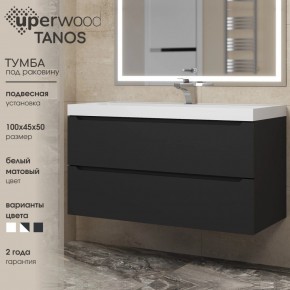 Тумба под раковину Uperwood Tanos 100 см, подвесная, черная матовая в Тобольске - tobolsk.ok-mebel.com | фото 3