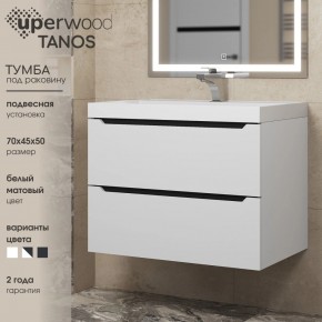 Тумба под раковину Uperwood Tanos 70 см, подвесная, белая/графит в Тобольске - tobolsk.ok-mebel.com | фото 3