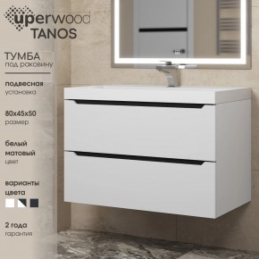 Тумба под раковину Uperwood Tanos 80 см, подвесная, белая/графит в Тобольске - tobolsk.ok-mebel.com | фото 3