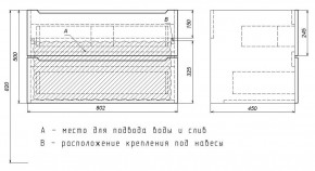 Тумба под раковину Uperwood Tanos 80 см, подвесная, белая/графит в Тобольске - tobolsk.ok-mebel.com | фото 7
