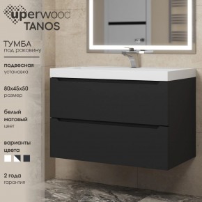 Тумба под раковину Uperwood Tanos 80 см, подвесная, черная матовая в Тобольске - tobolsk.ok-mebel.com | фото 3