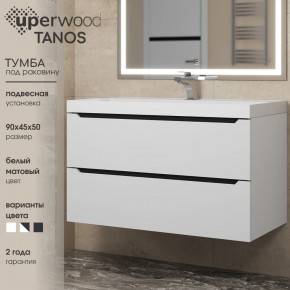 Тумба под раковину Uperwood Tanos 90 см, подвесная, белая/графит в Тобольске - tobolsk.ok-mebel.com | фото 3